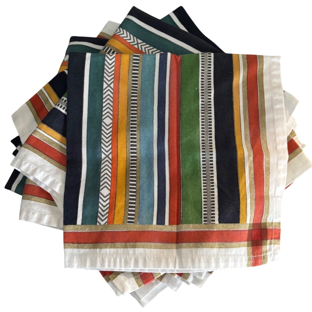 Juliska Basque Stripe Napkin Set of 8 | Cotton| Made in Portugal | Flaw on One